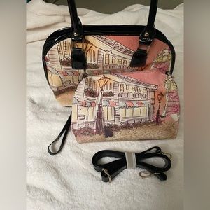 Women’s purse with matching smaller purse.  13X10&1/2 inches. With extra strap